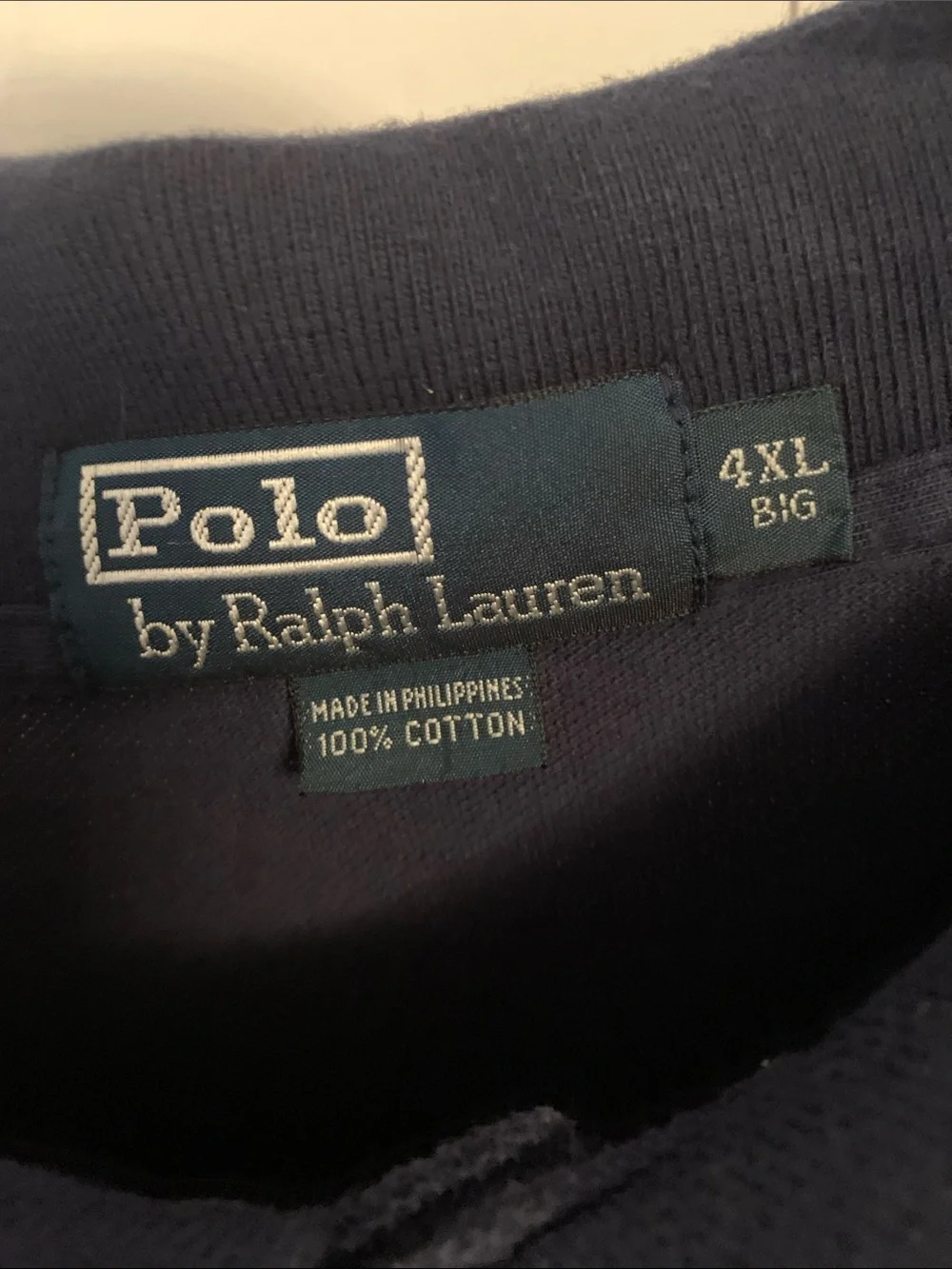VTG Polo by Ralph Lauren Navy Long-Sleeve Polo with Red Pony Size 4XL
